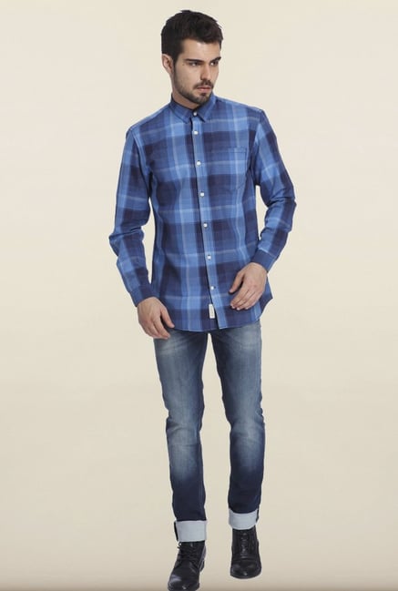 Jack & Jones Blue Cotton Casual Shirt Jack & Jones Blue Cotton Casual Shirt