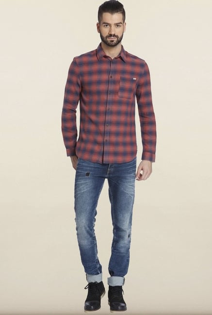Jack & Jones Red Cotton Casual Shirt Jack & Jones Red Cotton Casual Shirt