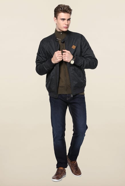 Jack & Jones Black Solid Jacket Jack & Jones Black Solid Jacket