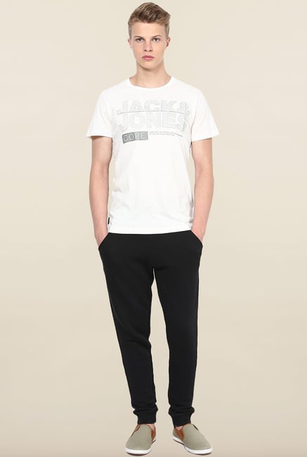Jack & Jones Black Cotton Track Pant Jack & Jones Black Cotton Track Pant
