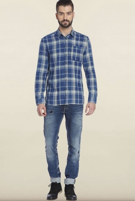 Jack & Jones Blue Checks Casual Shirt Jack & Jones Blue Checks Casual Shirt