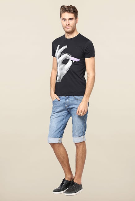 Jack & Jones Black Printed Crew Neck T-Shirt Jack & Jones Black Printed Crew Neck T-Shirt