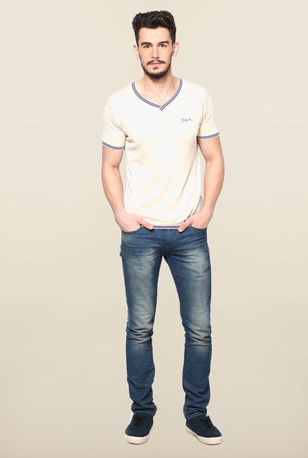 Jack & Jones Beige Solid T-Shirt Jack & Jones Beige Solid T-Shirt