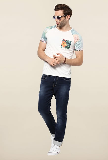 Jack & Jones White Printed Cotton T-Shirt Jack & Jones White Printed Cotton T-Shirt
