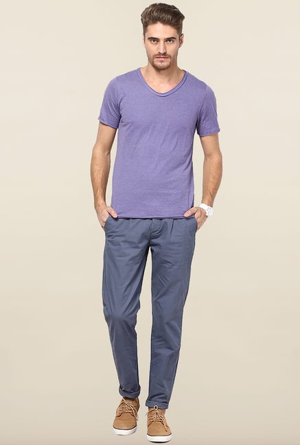 Jack & Jones Blue Pleated Chinos Jack & Jones Blue Pleated Chinos