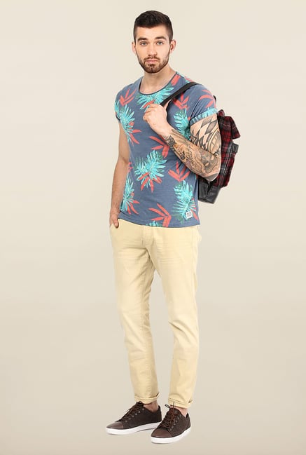 Jack & Jones Beige Cotton Solid Chinos Jack & Jones Beige Cotton Solid Chinos