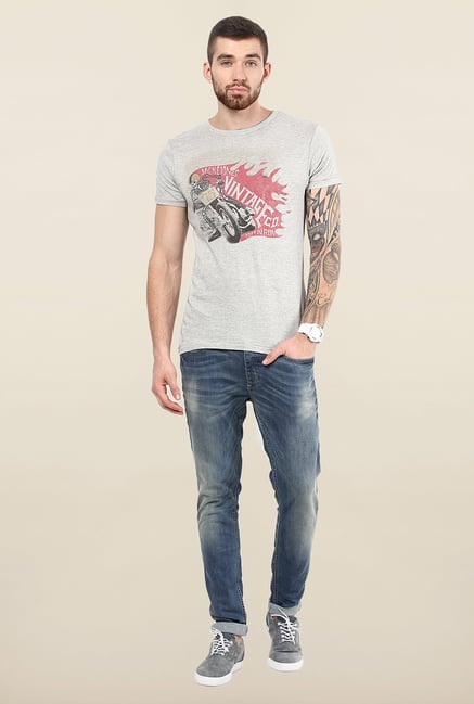 Jack & Jones Light Grey Crew Neck T-Shirt Jack & Jones Light Grey Crew Neck T-Shirt