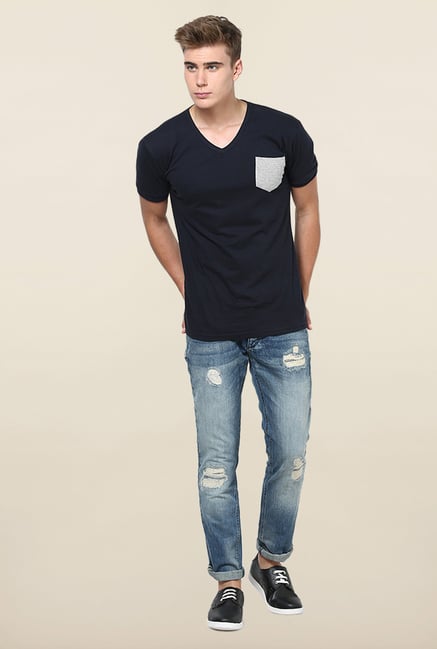 Jack & Jones Blue Mid Rise Slim Fit Jeans Jack & Jones Blue Mid Rise Slim Fit Jeans