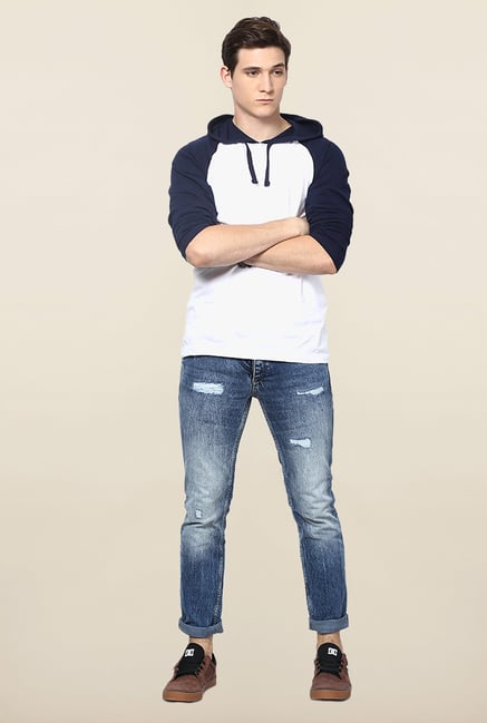 Jack & Jones Blue Mid Rise Distressed Jeans Jack & Jones Blue Mid Rise Distressed Jeans