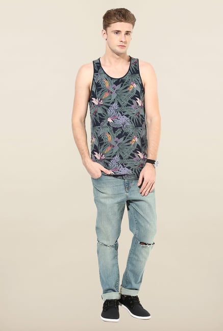 Jack & Jones Black Floral Printed Vest Jack & Jones Black Floral Printed Vest