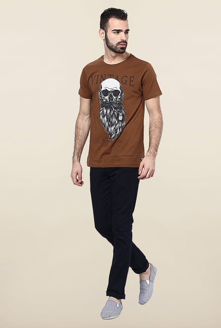 Jack & Jones Brown Printed T-Shirt Jack & Jones Brown Printed T-Shirt