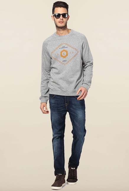 Jack & Jones Light Grey Crew Neck Sweatshirt Jack & Jones Light Grey Crew Neck Sweatshirt