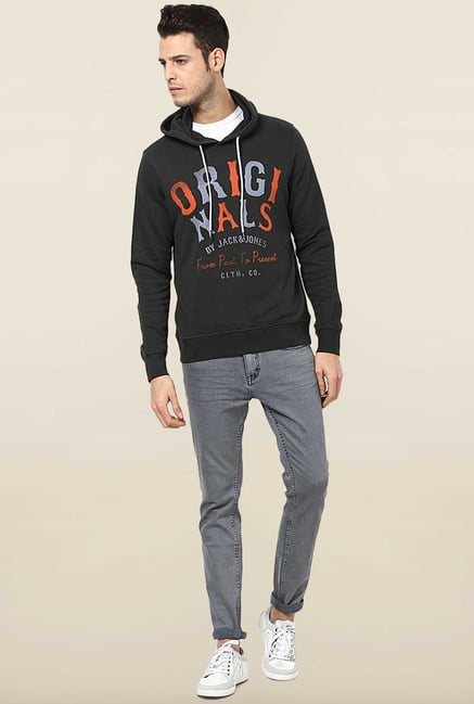 Jack & Jones Black Cotton Hoodie Jack & Jones Black Cotton Hoodie