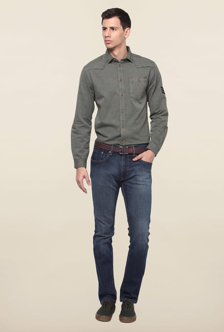 Jack & Jones Grey Solid Slim Fit Casual Shirt Jack & Jones Grey Solid Slim Fit Casual Shirt
