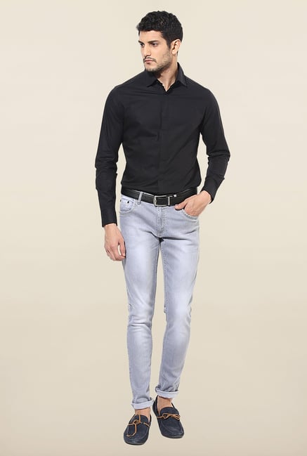 Jack & Jones Black Solid Cotton Casual Shirt Jack & Jones Black Solid Cotton Casual Shirt