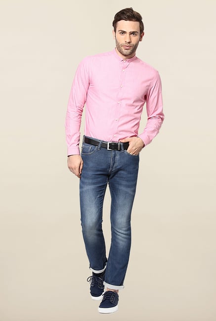 Jack & Jones Pink Self Printed Casual Shirt Jack & Jones Pink Self Printed Casual Shirt