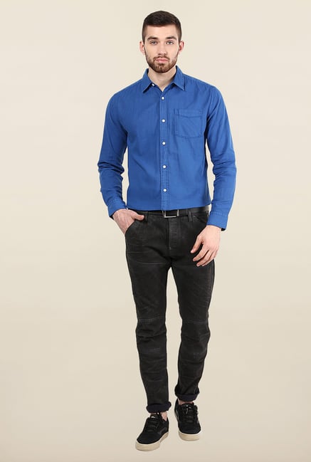 Jack & Jones Blue Solid Slim Fit Casual Shirt Jack & Jones Blue Solid Slim Fit Casual Shirt