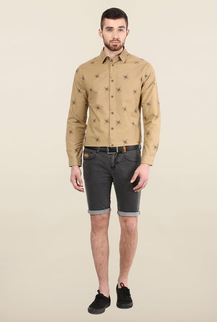 Jack & Jones Beige Printed Casual Shirt Jack & Jones Beige Printed Casual Shirt