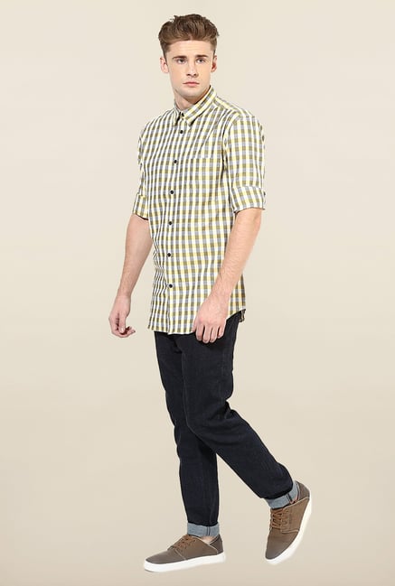 Jack & Jones Yellow And Black Checks Casual Shirt Jack & Jones Yellow And Black Checks Casual Shirt