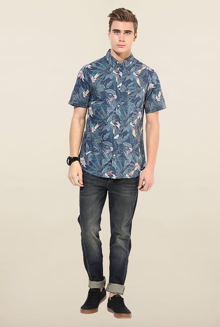 Jack & Jones Navy Floral Printed Shirt Jack & Jones Navy Floral Printed Shirt