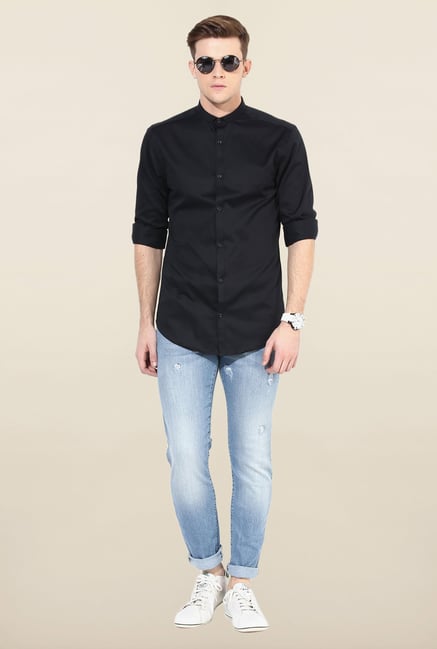 Jack & Jones Black Solid Casual Shirt Jack & Jones Black Solid Casual Shirt