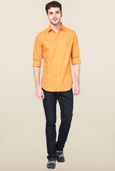 Jack & Jones Orange Solid Casual Shirt Jack & Jones Orange Solid Casual Shirt