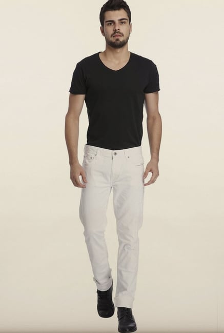 Jack & Jones White Solid Slim Fit Jeans Jack & Jones White Solid Slim Fit Jeans