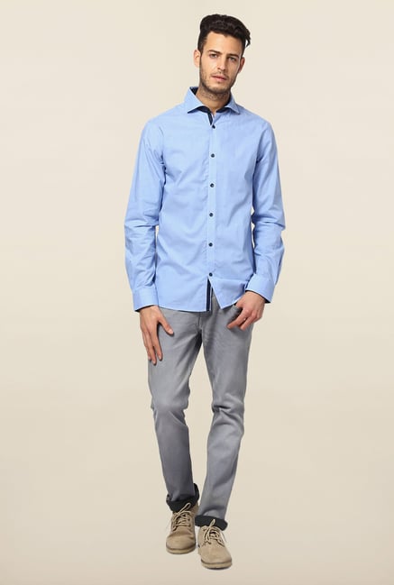 Jack & Jones Blue Solid Slim Fit Casual Shirt Jack & Jones Blue Solid Slim Fit Casual Shirt