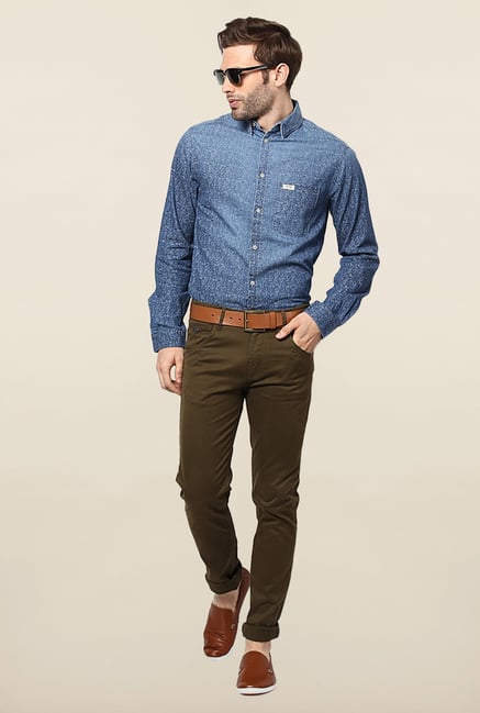 Jack & Jones Blue Printed Slim Fit Casual Shirt Jack & Jones Blue Printed Slim Fit Casual Shirt