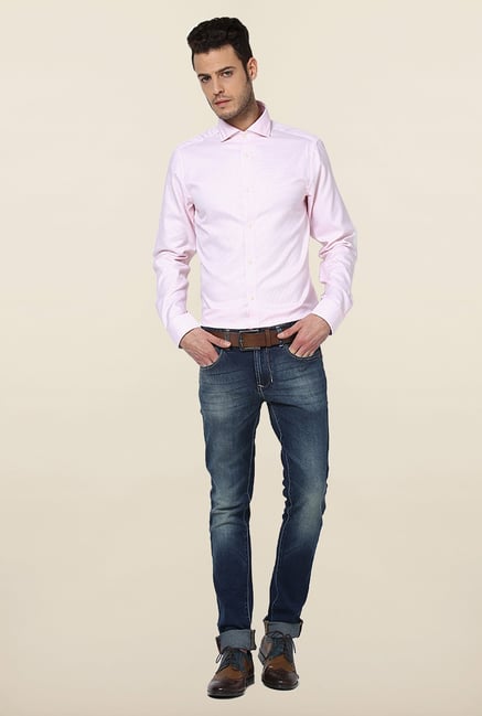 Jack & Jones Pink Self Printed Casual Shirt Jack & Jones Pink Self Printed Casual Shirt