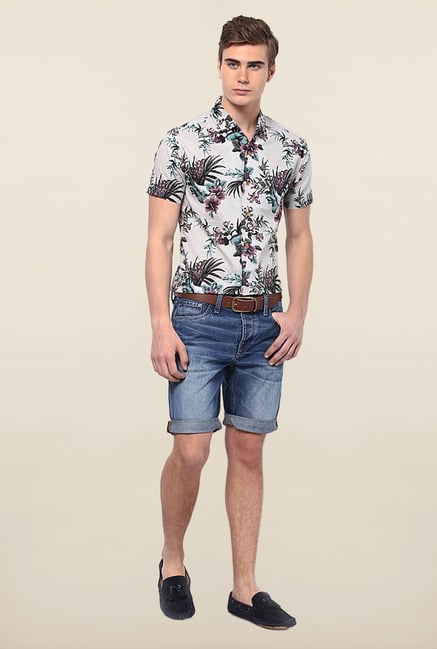 Jack & Jones Off White Floral Printed Casual Shirt Jack & Jones Off White Floral Printed Casual Shirt