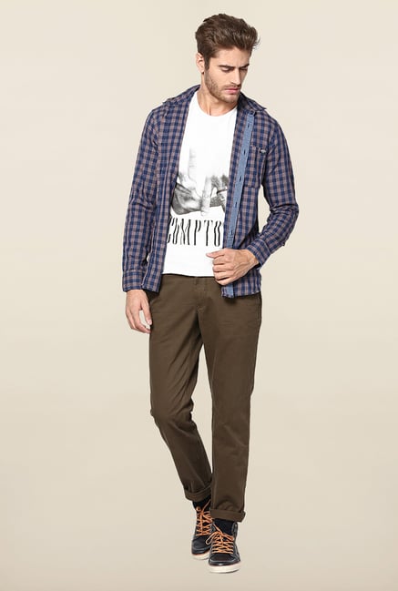 Jack & Jones Dark Blue Checks Cotton Casual Shirt Jack & Jones Dark Blue Checks Cotton Casual Shirt