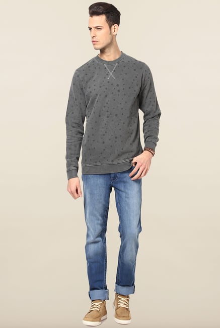 Jack & Jones Grey Printed Sweatshirt Jack & Jones Grey Printed Sweatshirt