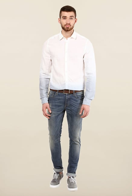 Jack & Jones White And Blue Ombre Casual Shirt Jack & Jones White And Blue Ombre Casual Shirt