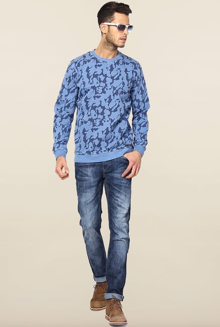 Jack & Jones Blue Printed Sweatshirt Jack & Jones Blue Printed Sweatshirt