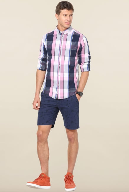 Jack & Jones Blue And Pink Checks Casual Shirt Jack & Jones Blue And Pink Checks Casual Shirt