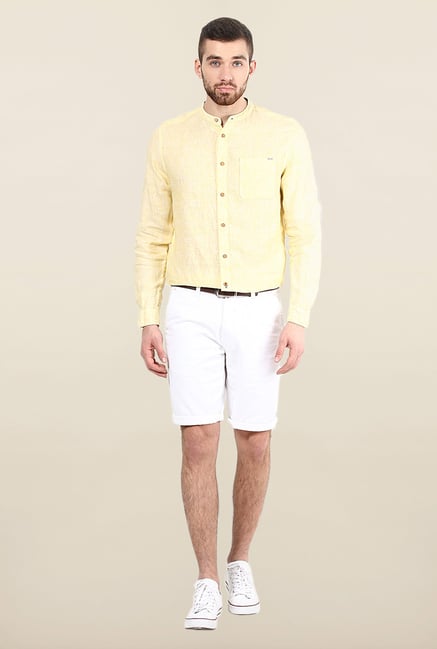 Jack & Jones Yellow Solid Casual Shirt Jack & Jones Yellow Solid Casual Shirt