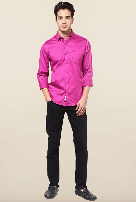 Jack & Jones Neon Pink Solid Casual Shirt Jack & Jones Neon Pink Solid Casual Shirt