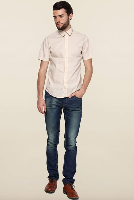 Jack & Jones Beige Solid Casual Shirt Jack & Jones Beige Solid Casual Shirt