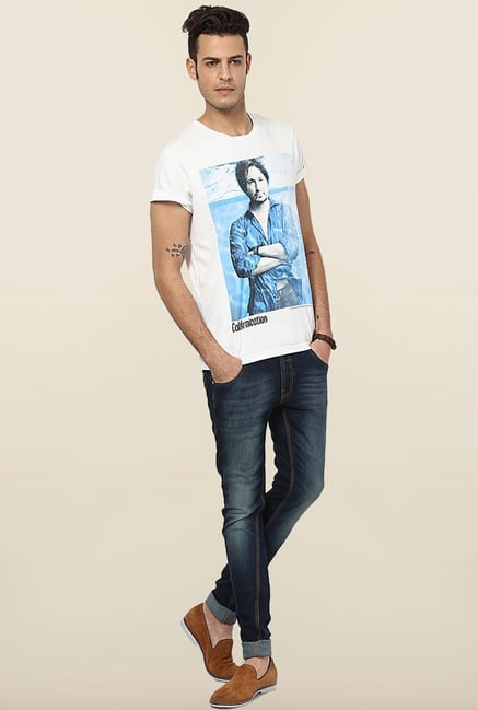 Jack & Jones White Printed Slim Fit T-Shirt Jack & Jones White Printed Slim Fit T-Shirt