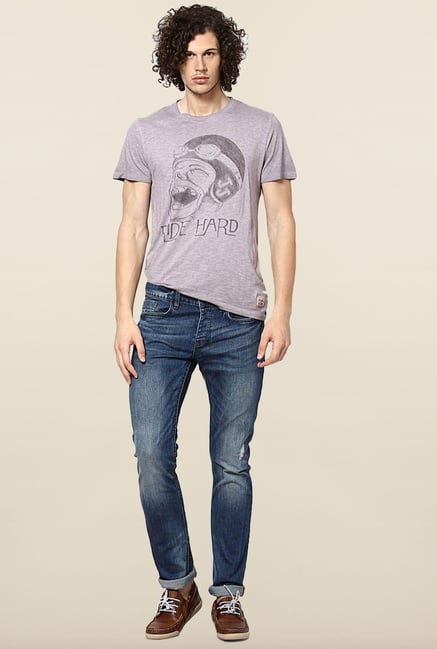 Jack & Jones Grey Printed T-Shirt Jack & Jones Grey Printed T-Shirt