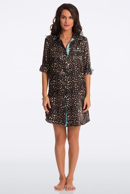 Pretty Secrets Black Animal Print Sleep Shirt Pretty Secrets Black Animal Print Sleep Shirt