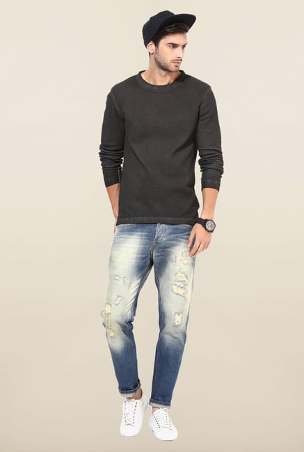 Jack & Jones Dark Grey Solid Crew Neck T-Shirt Jack & Jones Dark Grey Solid Crew Neck T-Shirt