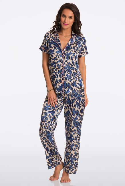Pretty Secrets Cobalt Animal Print Top & Pyjama Set Pretty Secrets Cobalt Animal Print Top & Pyjama Set