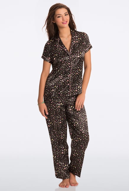 Pretty Secrets Black Animal Print Top & Pyjama Set Pretty Secrets Black Animal Print Top & Pyjama Set