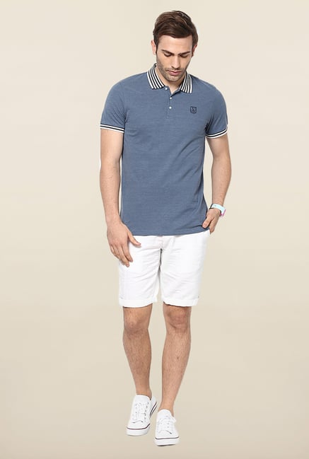 Jack & Jones Blue Solid Polo T-Shirt Jack & Jones Blue Solid Polo T-Shirt