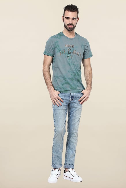 Jack & Jones Blue Printed Round Neck T-Shirt Jack & Jones Blue Printed Round Neck T-Shirt