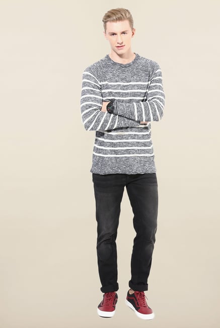 Jack & Jones Grey Striped T- Shirt Jack & Jones Grey Striped T- Shirt