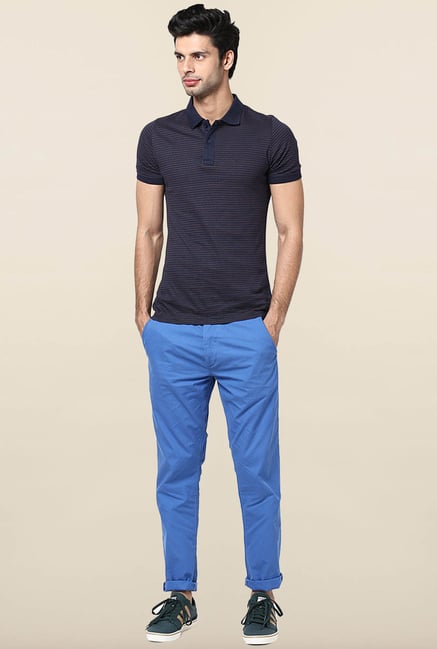 Jack & Jones Blue Solid Chinos Jack & Jones Blue Solid Chinos
