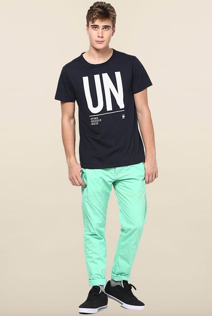 Jack & Jones Turquoise Solid Chinos Jack & Jones Turquoise Solid Chinos